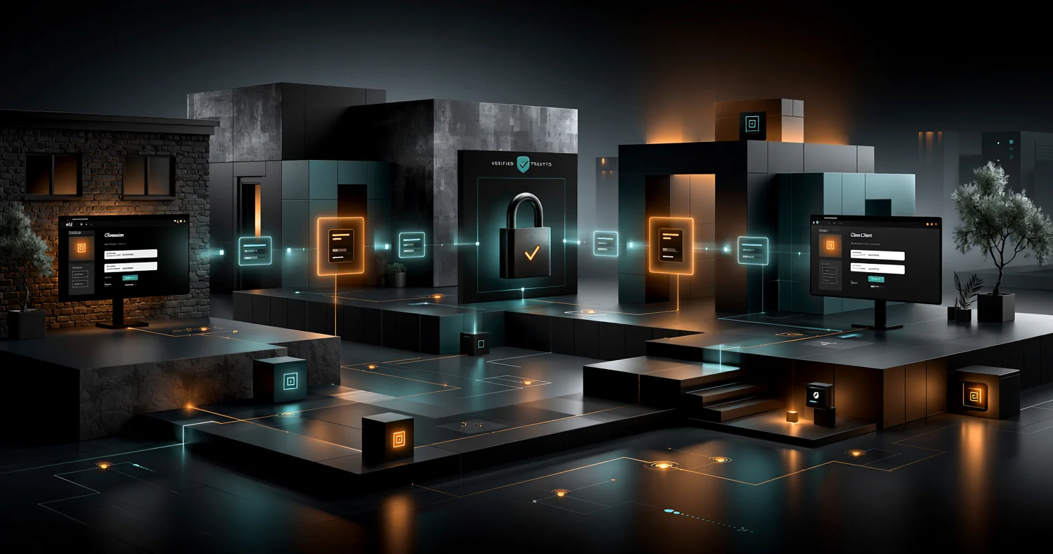 Legacy and modern authentication systems connected through a secured migration path.