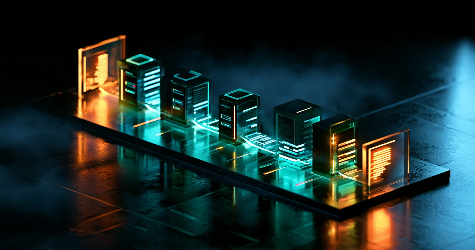 A glowing input form flowing through multiple verification checkpoints, with fields highlighted in cyan, error states marked in warm amber, and validation gates progressively filtering the flow.